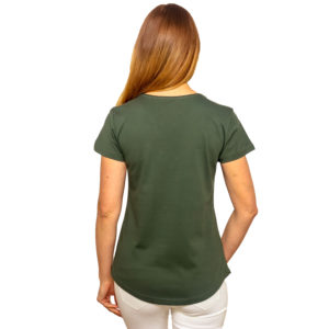 Basic Salaş Yaka Oval Etek Tişört - Haki - Görsel 3