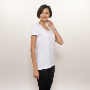 Basic U Yaka Tişört - Beyaz - Görsel 3