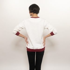 Bordo Detaylı Kırık Beyaz Gövdeli Boyfriend Sweatshirt - Görsel 4