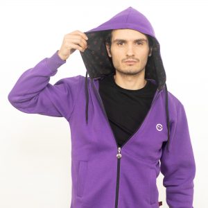 Fermuarlı Hoodie Fileto Cepli Mor - Görsel 5
