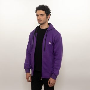 Fermuarlı Hoodie Fileto Cepli Mor - Görsel 3