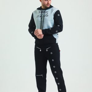 Tracksuit Alt Üst Eşofman Takımı Jogger Hoodie Siyah Gri Erkek