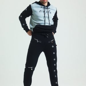 Tracksuit Alt Üst Eşofman Takımı Jogger Hoodie Siyah Gri Erkek - Görsel 6