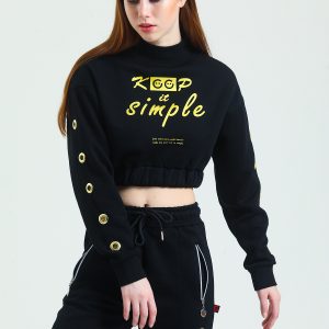 Eşofman Takımı Alt Üst Jogger Crop Sweat Kadın Siyah - Görsel 11