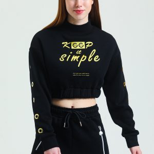 Eşofman Takımı Alt Üst Jogger Crop Sweat Kadın Siyah - Görsel 13